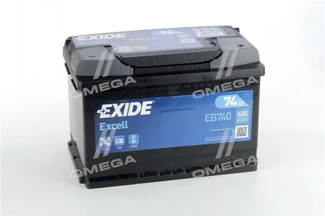 Аккумулятор 74Ah-12v Exide EXCELL(278х175х190),R,EN680 EXIDE EB740 (фото 1)