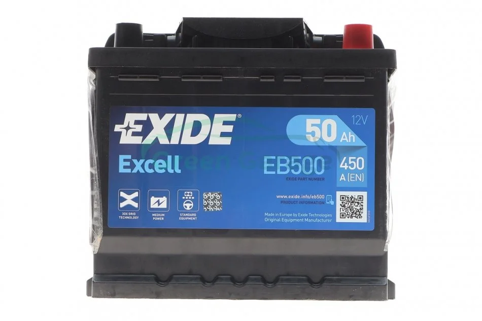 Акумулятор 50Ah-12v Exide EXCELL (207х175х190), R, EN450 EXIDE EB500 (фото 1)