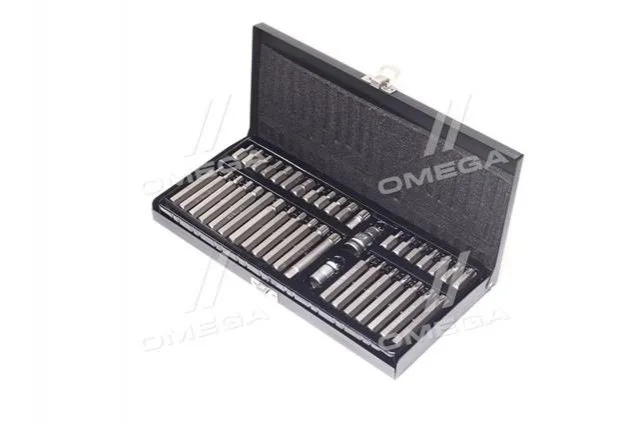 Набор насадок отверточных : адаптеры 1/2", 3/8",HEX SPLINE TORX CrV[мет. Кейс] 40 шт YATO YT0400 (фото 1)