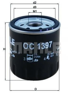 Фильтр масляный PSA 2.0, 2.2 BlueHDI 15- (пр-во KNECHT-MAHLE) MAHLE / KNECHT OC1397 (фото 1)