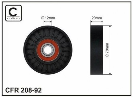 79x12x20 Ролік поліклинового паска Hyunday Accent 99-/Elantra 00-/Matrix 01-/EF Sonata 04-/Trajet 00-/Tucson 04-/NEРолик паска ГРМ Hyunday Accent 99-/Elantra 00-/Matrix 01-/EF Sonata 04-/Trajet 00-/Tucson 04-/NE CAFFARO 20892