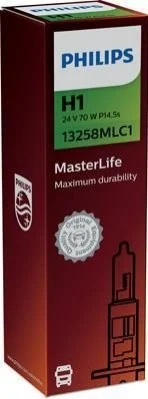 Лампа (картон 1шт) H1 24В 70Вт Masterlife PHILIPS 13258MLC1 (фото 1)