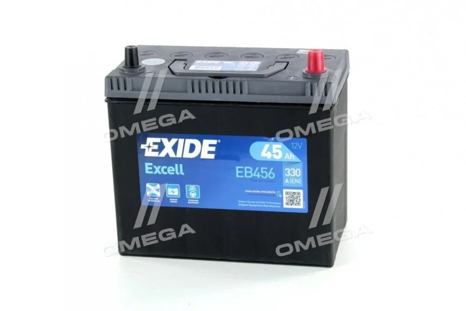 Аккумулятор 45Ah-12v Exide EXCELL(234х127х220),R,EN300 Азия тонк.клеммы EXIDE EB456 (фото 1)