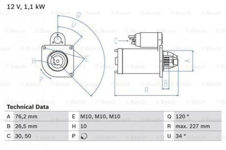 Стартер BOSCH 0986017060