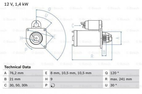 Стартер BOSCH 0986014900