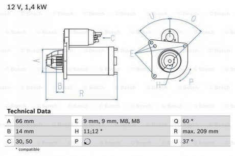 Стартер BOSCH 0986021651