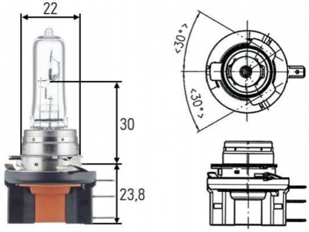 Лампа H15 12V 15/55W PGJ23t-1 HELLA 8GJ168119001