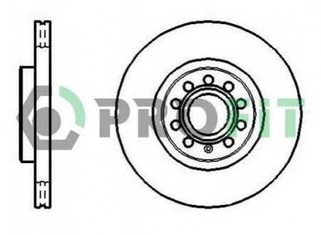 Диск гальмівний SKODA OCTAVIA A5 04-, SUPERB 02-08, VW GOLF V, VI 03-, CADDY 04-, PASSAT 05- FRONT PROFIT 50101305