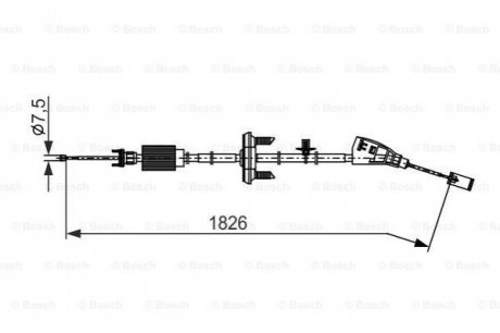 Трос ручного гальма CITROEN C4 GRAND PICASSO I 1.6 16V 08-, 1.6HDI 06- BOSCH 1987482795