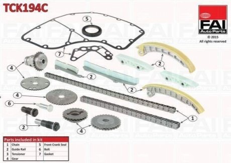 К-кт ланцюга ГРМ (повний-верхній+нижній TCK194NG+TCK195NG)) Iveco/PSA 3.0 Hdi/Jtd Fischer Automotive One (FA1) TCK194C