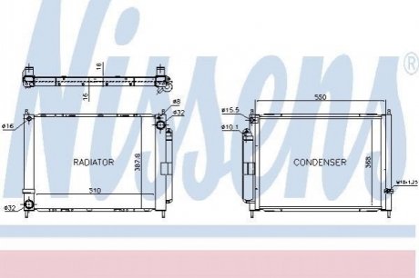 CHгODNICA WODY + KONDENSER RENAULT CLIO III 05-, RENAULT MODUS 04- NISSENS 637636