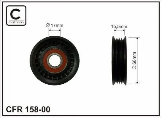 Ролик (68x17x16,5 plastik) SUBARU Forester, Impreza, Legacy, 1.5-2.5, 08.92- CAFFARO 15800 (фото 1)