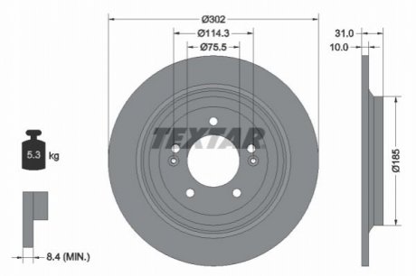 TARCZA HAMULCOWA 302X10 P 5-OTW ZASTAPIONA PRZEZ TX 92293403 SZT TEXTAR 92294803