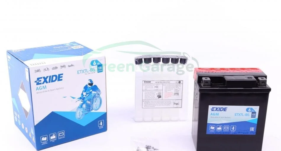 Акумулятор 6Ah-12v Exide AGM (ETX7L-BS) (113х70х130) R, EN100 EXIDE ETX7LBS (фото 1)