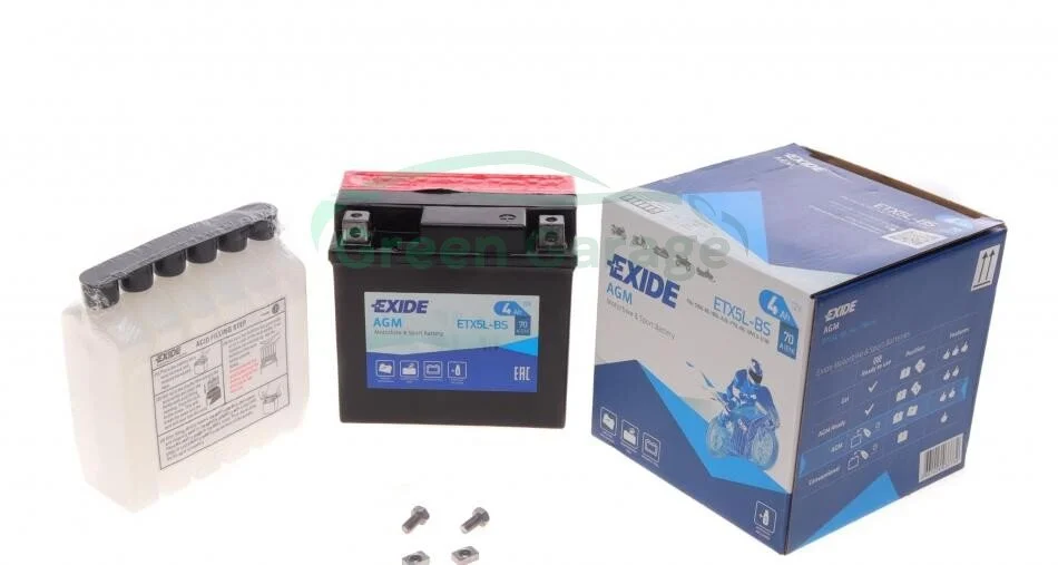 АкумуляторMOTOR B/O 12V 4AH 70A YTX5L-BS/ETX5L-BS [114X71X106] EXIDE ETX5LBS (фото 1)