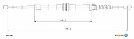 VW Трос ручного тормоза прав/лев Caddy 04-. (1705/540mm) ADRIAUTO 5502241