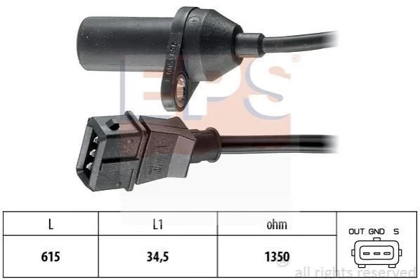 Датчик положення к/вала Fiat Punto, Palio Weekend (178DX) 96- EPS 1953053 (фото 1)
