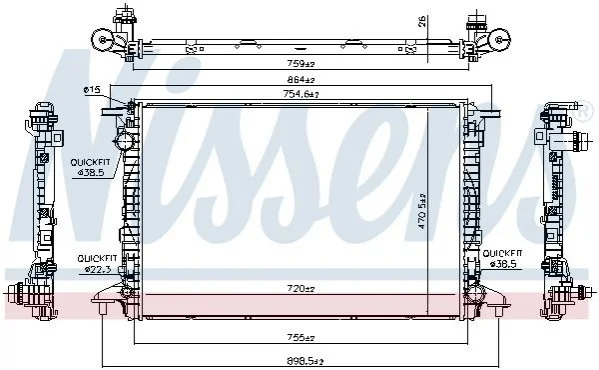 CHЈODNICA WODY AUDI A4/A5/A6 3,0/3,0D/5,0D 17- NISSENS 606462 (фото 1)