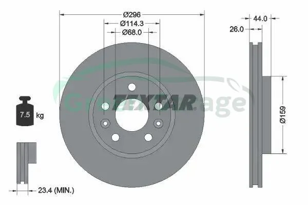 Диск тормозной TEXTAR 92300703 (фото 1)