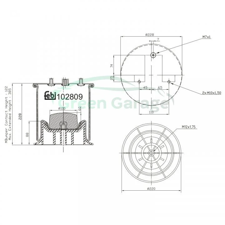 Подушка пневмопідвіски FEBI TRUCK IVECO PRAWA TYLNA OЊ FEBI BILSTEIN 102809 (фото 1)