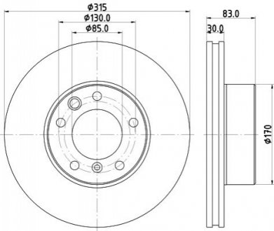 Тормозной диск перед. MB W460/W461/W463 79- 2.3 -6.0 Pro HC HELLA 8DD355132151