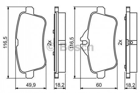 Гальмівні колодки дискові MB A/CLA/GLA/SLK/SLC-Klasse R 13&gt;&gt; BOSCH 0986495403 (фото 1)