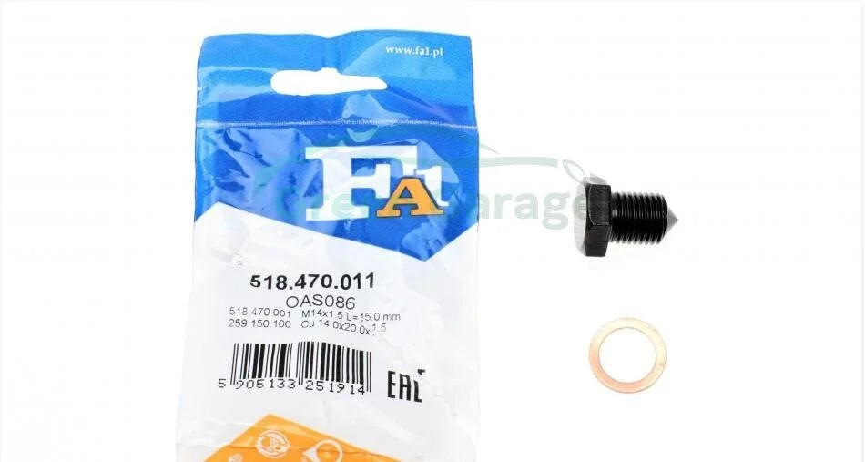 Пробка поддона масляного (к-т) VAG M14x1.5 L=15 (пр-во Fischer) Fischer Automotive One (FA1) 518470011 (фото 1)