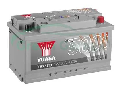 Акумулятор 12В 85Агод./800А YBX5000 Silver High Performance SMF (R+ стандартні клеми) 317x175x175 B03 - монтажний фланець 10.5мм (пусковий) YUASA YBX5110 (фото 1)