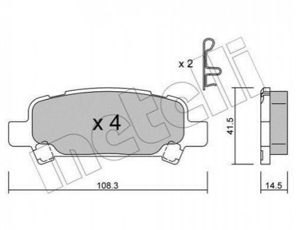 Гальмівні колодки дискові SUBARU FORESTER 97-02 TYL,IT METELLI 2204140