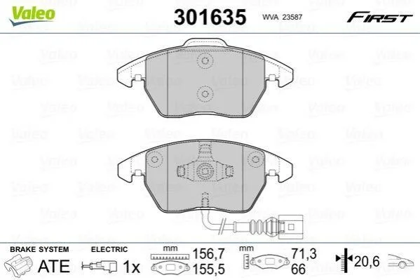 Колодки гальмівні SEAT P. ALTEA/IBIZA/LEON/TOLEDO 04- VALEO 301635 (фото 1)
