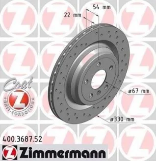 Диск тормозной задний, 330mm GLE (W166, C292) AMG 11- ZIMMERMANN 400368752