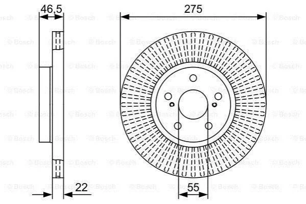 TOYOTA Диск торм. пер. Corolla 1,6-1,8VVTi 07- BOSCH 0986479W13 (фото 1)