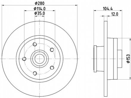 Tarcza ham. +ABS ring +łoż. tył z piastą FI NI OP RE HELLA 8DD355125281