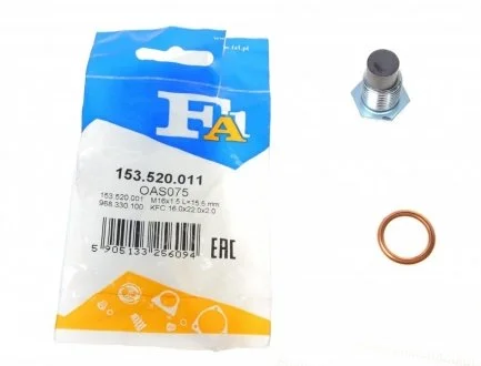 Пробка поддона масляного M16x1.5 L=15,5 (пр-во Fischer) Fischer Automotive One (FA1) 153520011