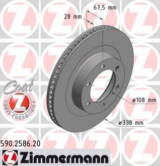 Диск гальмівний перед вентил Land Cruiser 120 Prad ZIMMERMANN 590258620