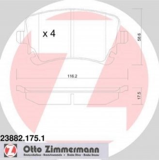 Гальмівні колодки зад (з датчиком) Audi A4, A6 2.0 ZIMMERMANN 238821751