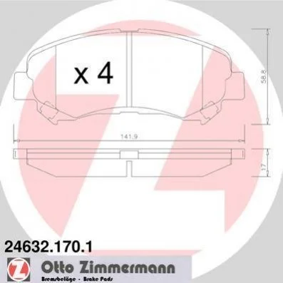 Гальмівні колодки перед Nissan X-trail с 2007г/Qas ZIMMERMANN 246321701 (фото 1)