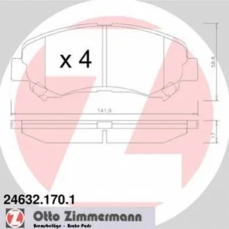 Гальмівні колодки перед Nissan X-trail с 2007г/Qas ZIMMERMANN 246321701