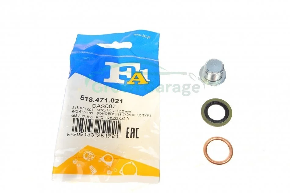 Пробка поддона масляного M16x1.5 L=12 (пр-во Fischer) Fischer Automotive One (FA1) 518471021 (фото 1)