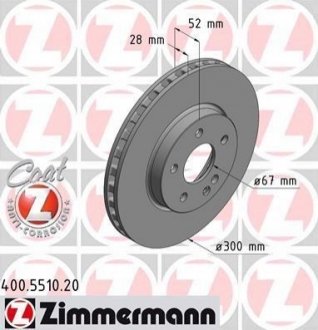 Диск гальмівний, 300mm VITO (W447) 109-111CDI 14- ZIMMERMANN 400551020