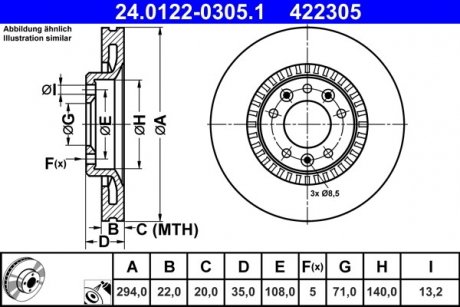 TARCZA HAM. CITROEN T. JUMPER 1,6-2,0 BLUEHDI 16- ATE 24012203051