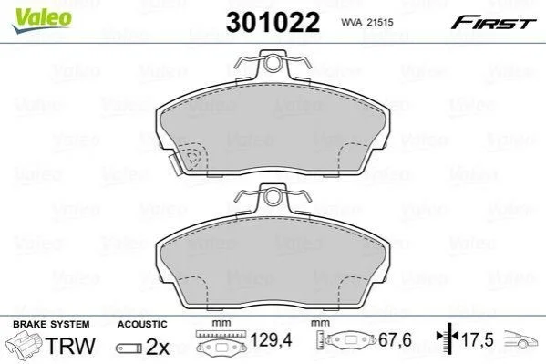 Колодки гальмівні HONDA P. CIVIC/CONCERTO 89-01 VALEO 301022 (фото 1)