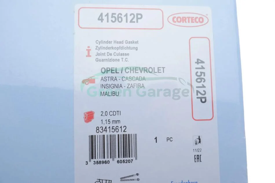 Прокладка головки блоку циліндрів CORTECO 415612P (фото 1)
