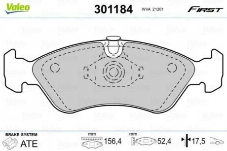 Колодки гальмівні OPEL P. ASTRA/VECTRA 88-03 VALEO 301184