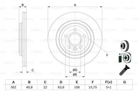 TARCZA HAM. VOLVO T. S60/S80/V60/V70/XC70 07- BOSCH 0986479E85