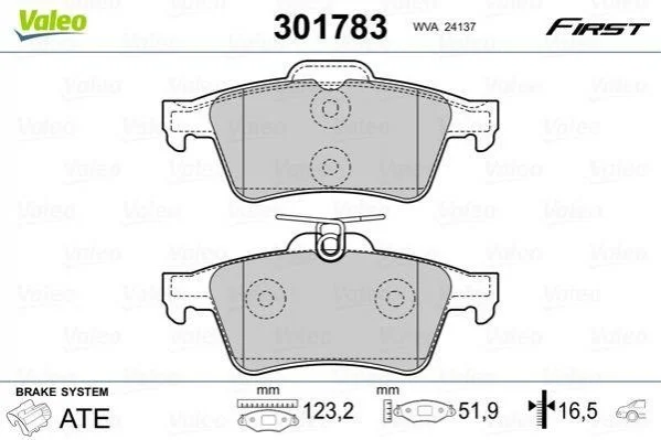 Колодки гальмівні OPEL T. SIGNUM/VECTRA 02- VALEO 301783 (фото 1)