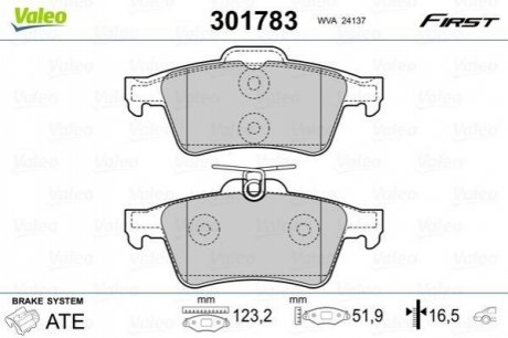 Колодки гальмівні OPEL T. SIGNUM/VECTRA 02- VALEO 301783