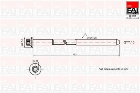 Набір болтів ГБЦ Opel X14XE/X16XEL/X18XE Z Fischer Automotive One (FA1) B701