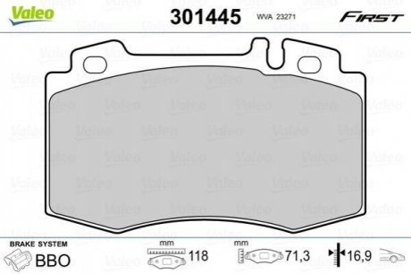 Колодки гальмівні DB P. W163/W220 280-600 VALEO 301445