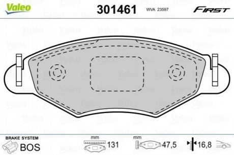 Колодки гальмівні PEUGEOT P. 206/206+ 98- VALEO 301461